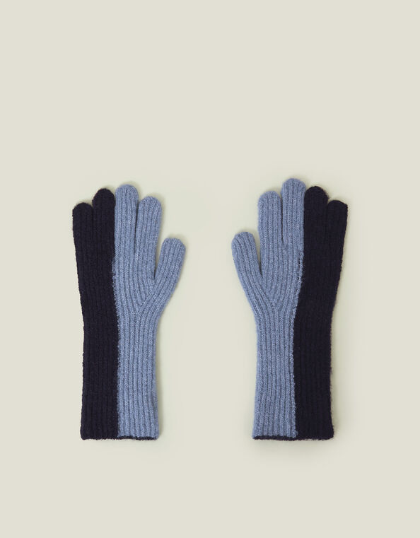 Colour Block Rib Knit Gloves, , large