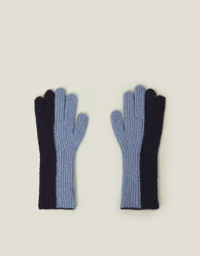 Colour Block Rib Knit Gloves, , large