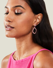 Encrusted Teardrop Earrings, Pink (PINK), large