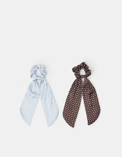 2-Pack Polka Dot Scarf Hair Scrunchies, , large