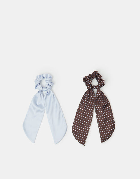 2-Pack Polka Dot Scarf Hair Scrunchies, , large