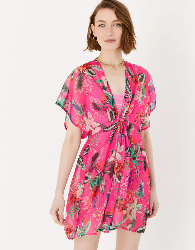 Tropical Chiffon Kaftan, Pink (PINK), large
