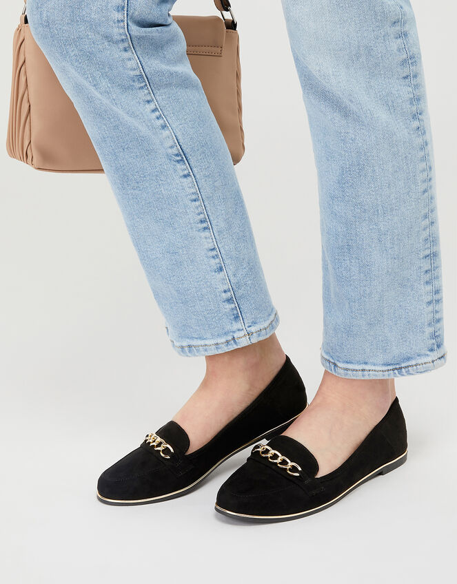 Chain Loafer Shoes, Black (BLACK), large