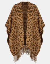 Leopard Print Poncho, , large