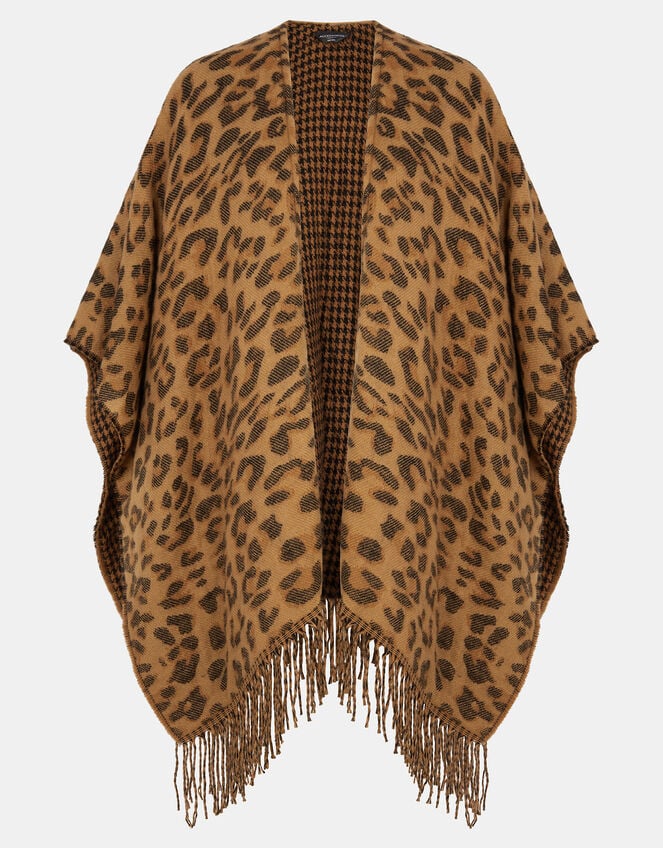 Leopard Print Poncho, , large