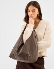 Slouchy Leather Shoulder Bag, , large