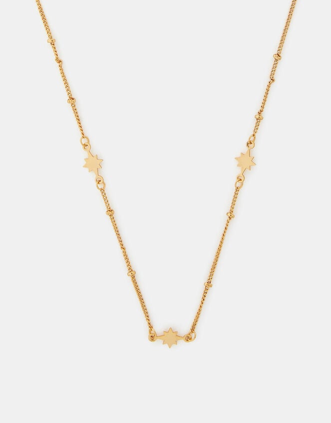 14ct Gold-Plated Star Station Necklace, , large