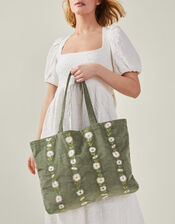 Daisy Embroidered Corduroy Shopper Bag, , large