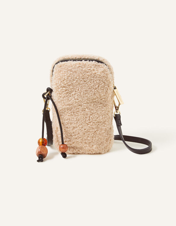 Faux Shearling Phone Bag, , large