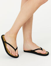 Plain Seagrass Flip Flops, Black (BLACK), large