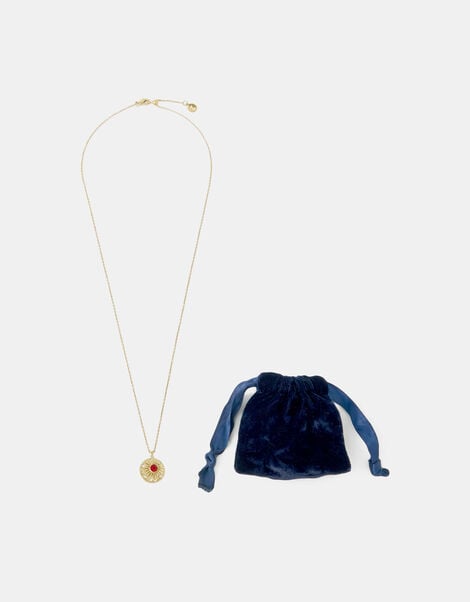 14ct Gold-Plated Birthstone Coin Pendant Necklace, Gold (GOLD), large