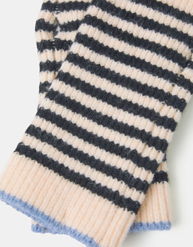 Stripe Knitted Wrist Warmers, , large