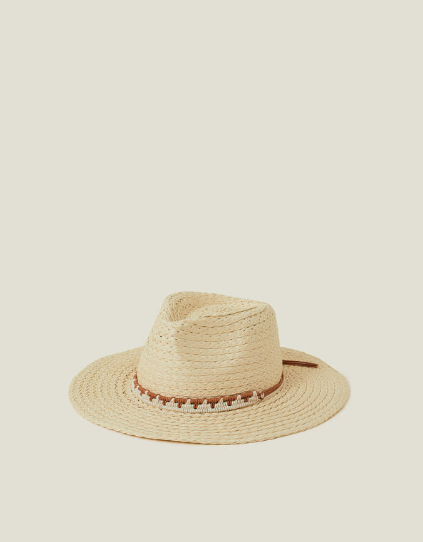 Western Straw Fedora Hat, , large