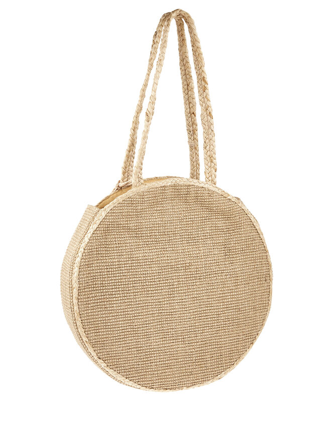 Leila Round Raffia Shoulder Bag, , large