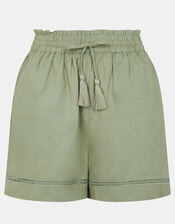 High Waist Beach Shorts, Green (KHAKI), large