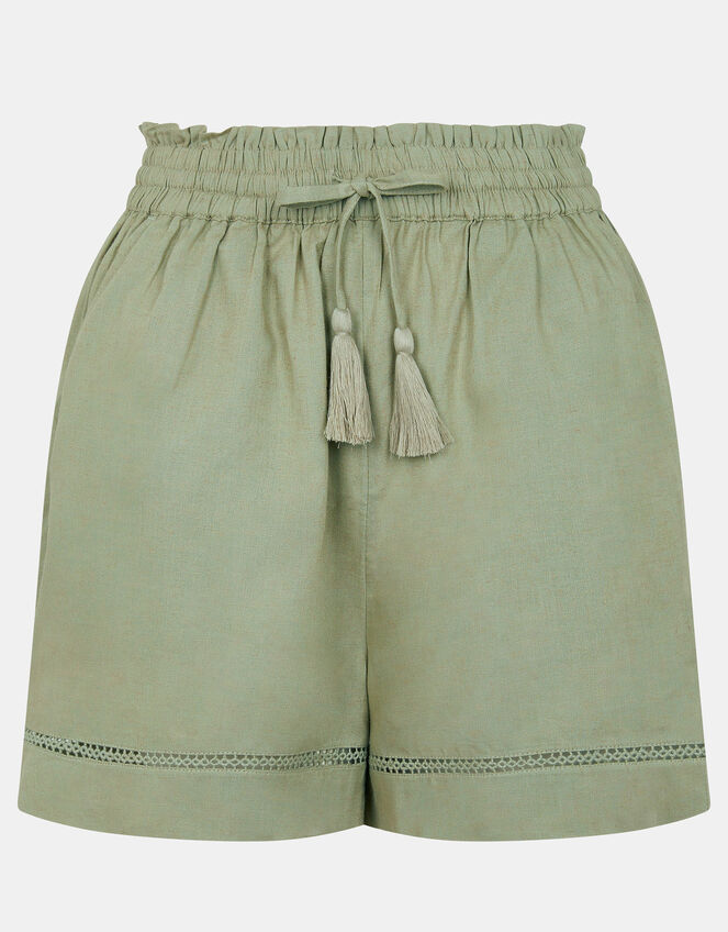 High Waist Beach Shorts, Green (KHAKI), large