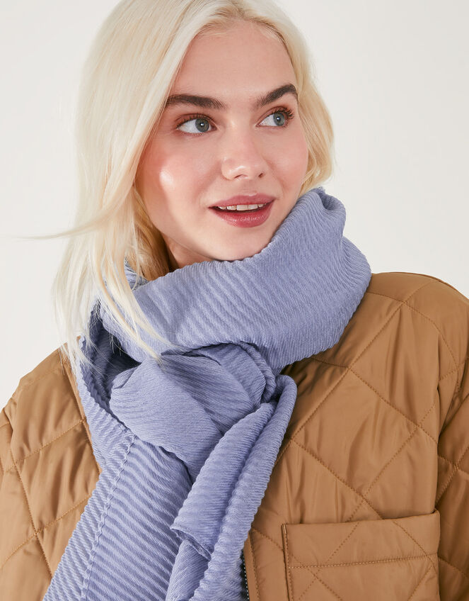 Lightweight Pleat Scarf, Blue (BLUE), large