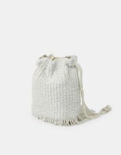 Bridal Bead Fringe Bucket Bag, , large