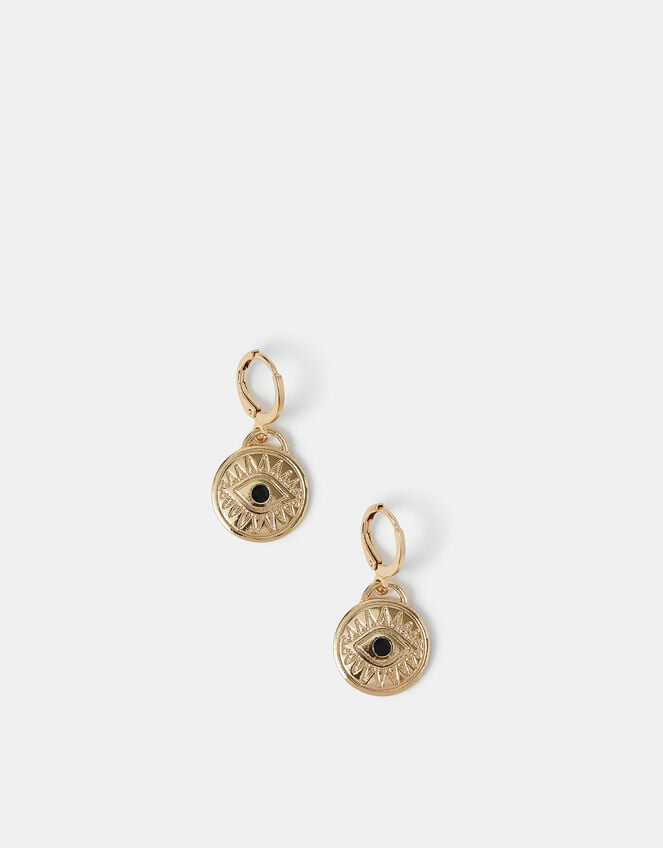 Evil Eye Coin Drop Earrings, , large