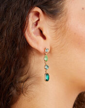 Eclectic Gem Long Drop Earrings, Green (GREEN), large