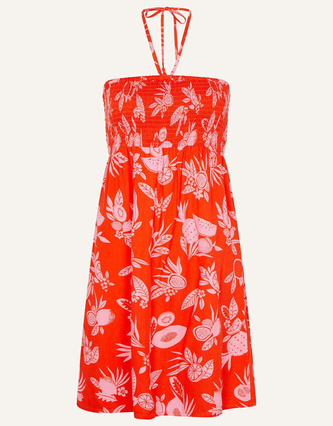 Fruity Floral Bandeau Dress, Orange (ORANGE), large