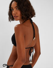 Smocked Triangle Bikini Top, Black (BLACK), large