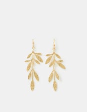 Fine Textured Leaf Drop Earrings, , large