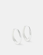 Sterling Silver-Plated Clasp Hoop Earrings, , large