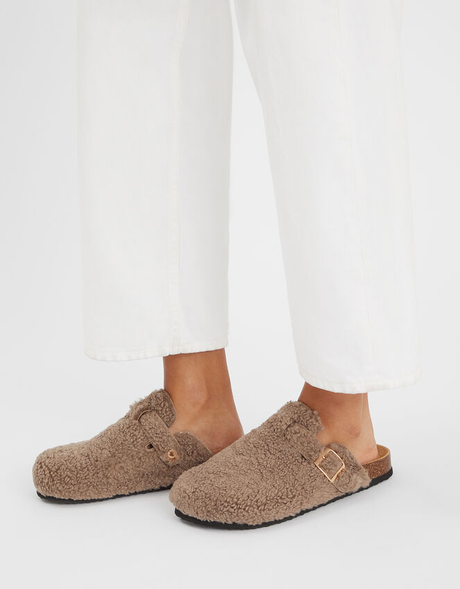 Borg Clog Slippers, Natural (NATURAL), large
