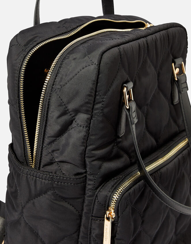 Quilted Backpack with Recycled Polyester, Black (BLACK), large