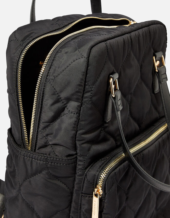 Quilted Backpack with Recycled polyester, Black (BLACK), large