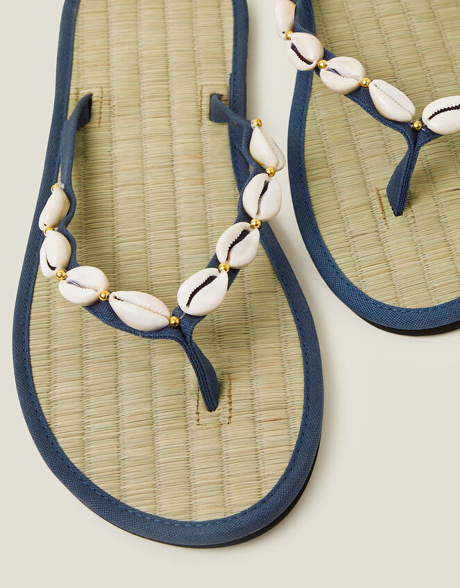 Shell Seagrass Flip Flops, Blue (NAVY), large