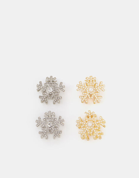 4-Pack Mini Snowflake Claw Clips, , large