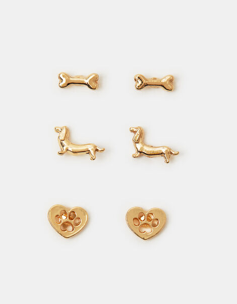 3-Pack Sausage Dog Stud Earrings, , large