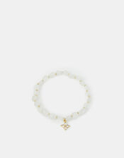 14ct Gold-Plated Clear Quartz Beaded Charm Bracelet, , large
