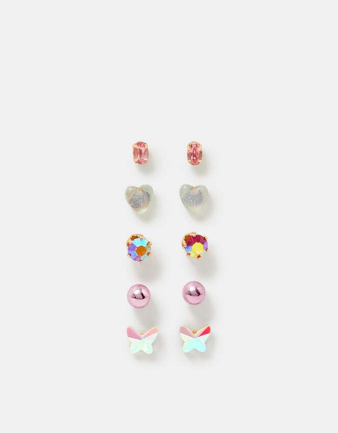 5-Pack Girls Butterfly Stud Earrings, , large