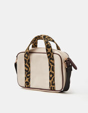 Top Handle Canvas Crossbody Bag, Cream (CREAM), large