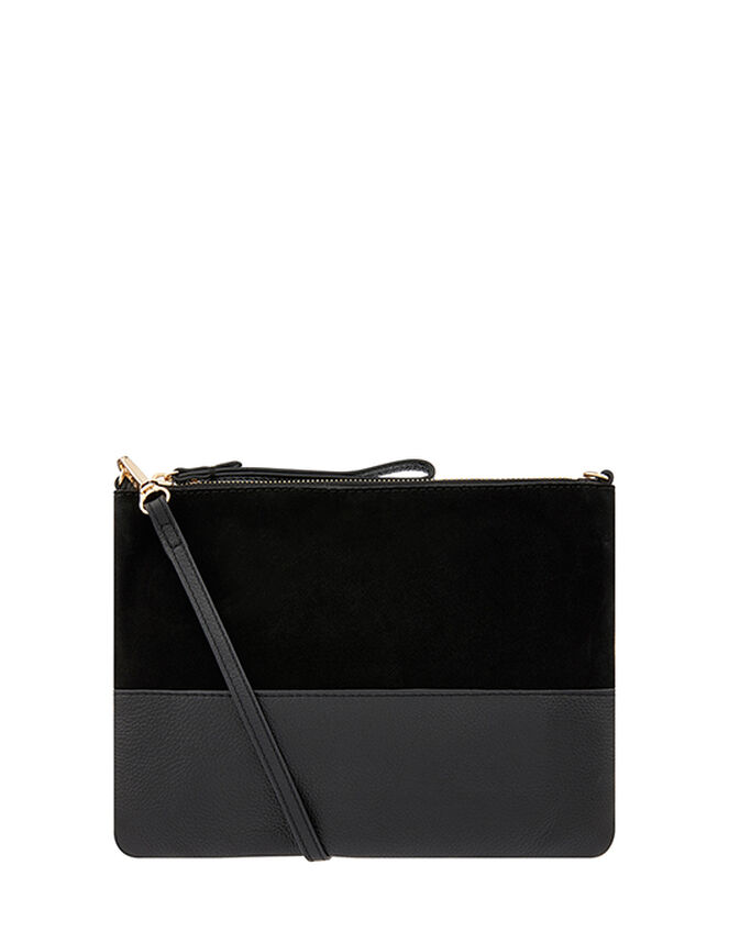Carmela Leather Cross Body Bag, Black (BLACK), large