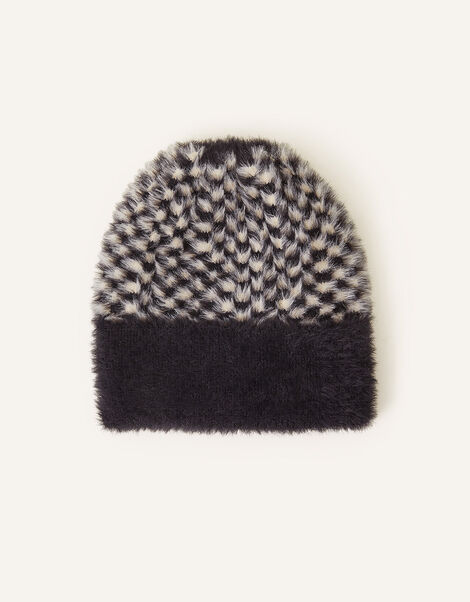 Checkerboard Fluffy Beanie , , large
