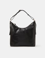 Slouchy Buckle Strap Shoulder Bag, Black (BLACK), large