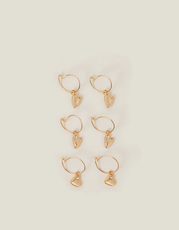 3-Pack Heart Hoop Earrings, , large