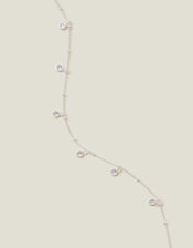 Sterling Silver Crystal Station Necklace, , large