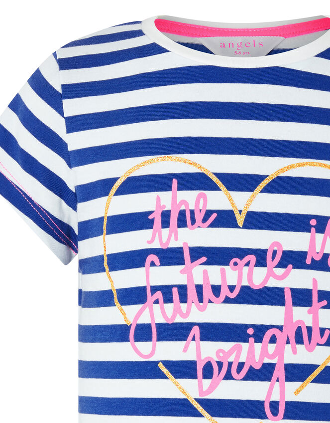 The Future is Bright Heart and Stripe T-Shirt, Blue (BLUE), large