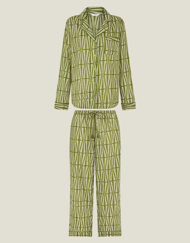Block Print Long Pyjamas Set, Green (GREEN), large