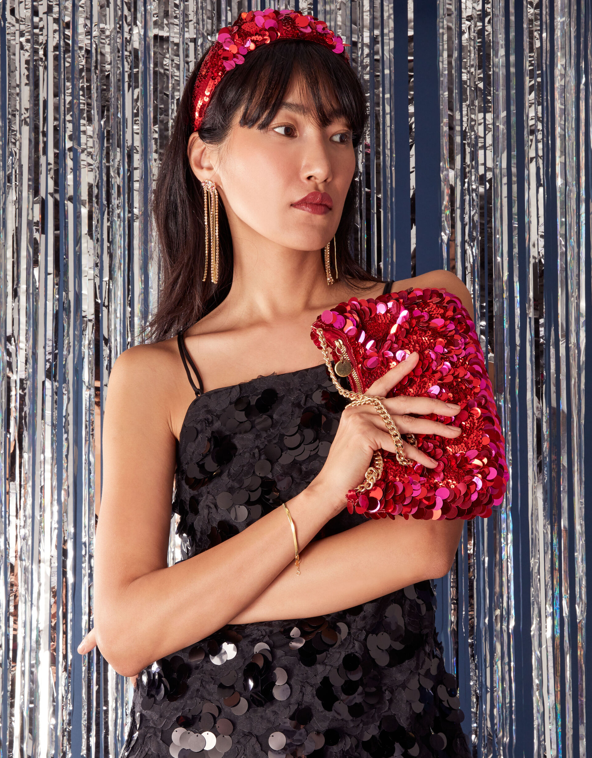 Red and Pink Sequin Accessories Party Set, , large