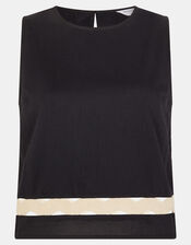 Sleeveless Ric Rac Top, Black (BLACK), large