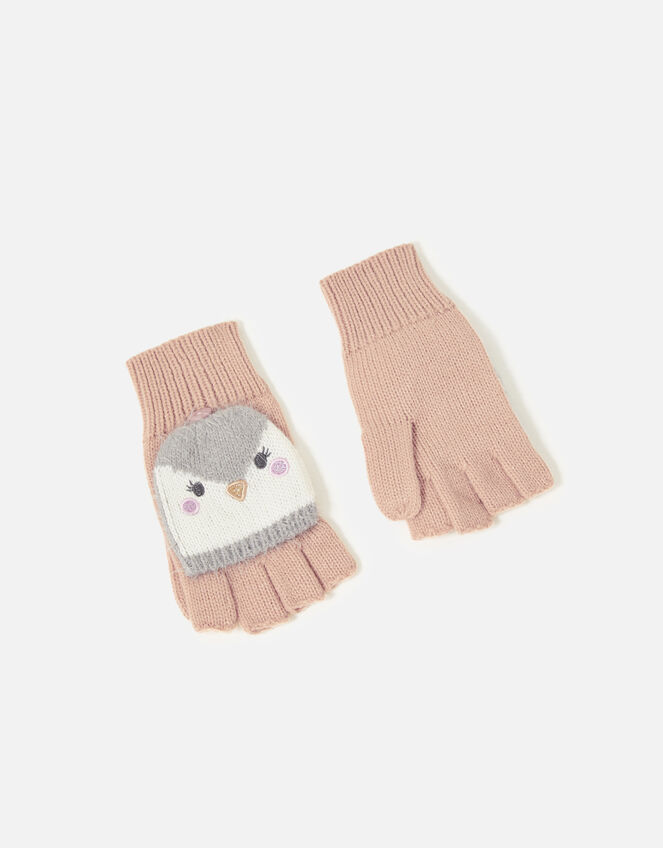 Girls Penguin Capped Gloves, Multi (PASTEL-MULTI), large