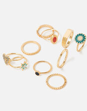 Reconnected Enamel Charm Rings, Multi (DARKS-MULTI), large