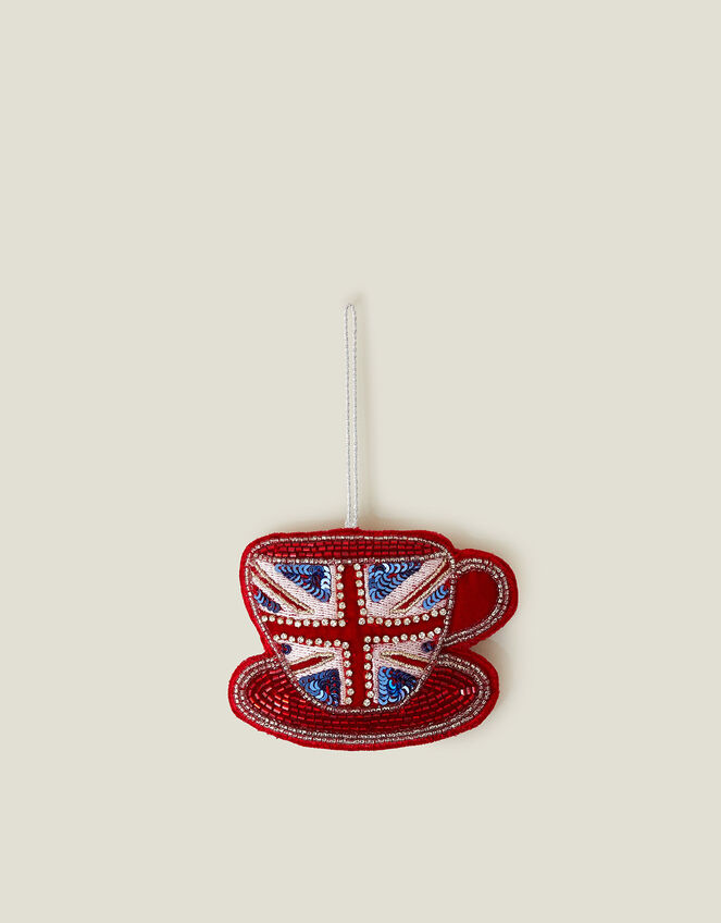 Embellished Union Jack Cup Christmas Tree Decoration, , large