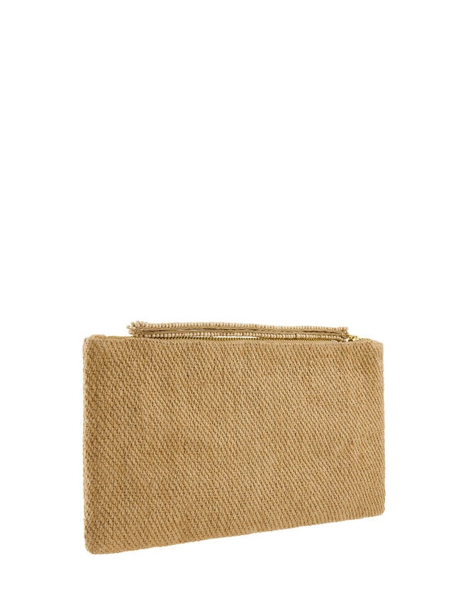 Bride Bead Embellished Straw Clutch Bag, , large